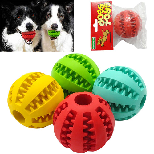 Soft Rubber Chew Ball Toy For Dogs Dental Bite Resistant Tooth Cleaning Dog Toy Balls for Pet Training Playing Chewing 4 Colors